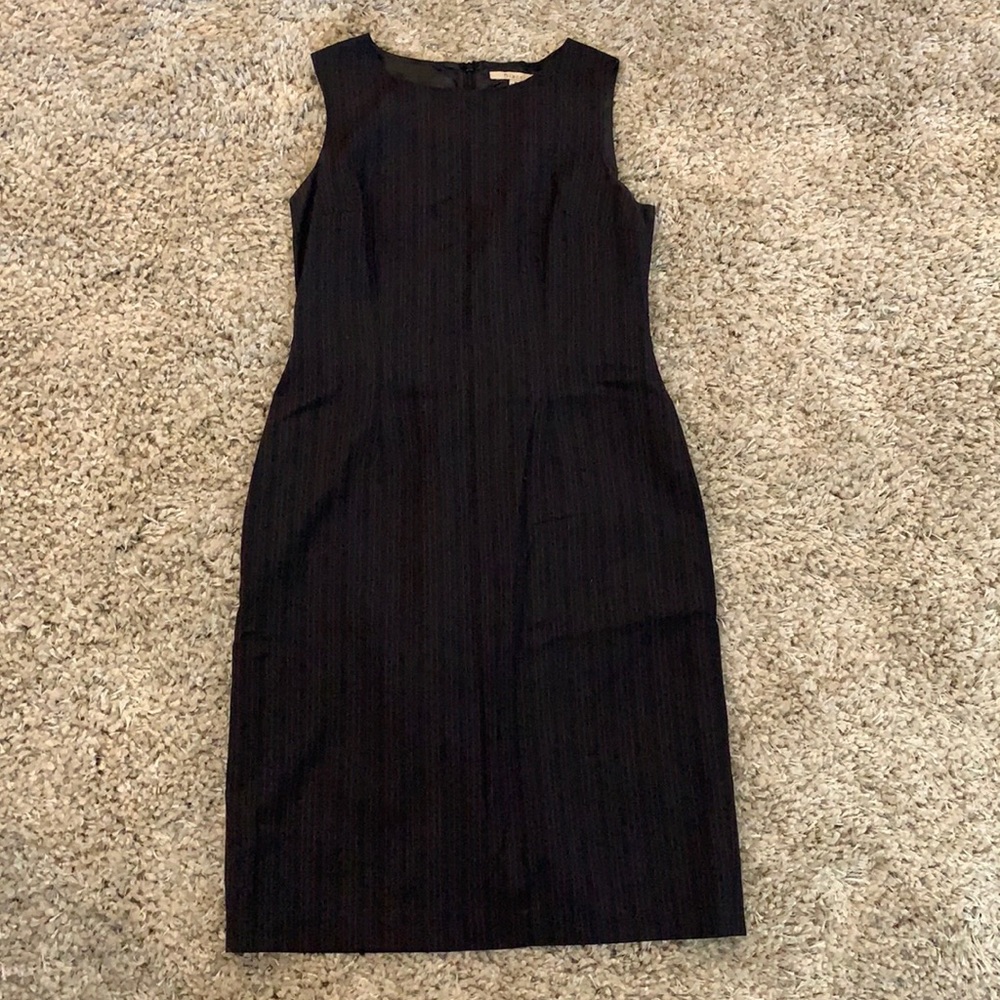 Black Pinstripe Sheath Dress